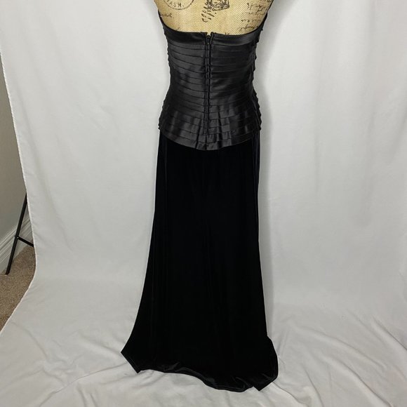 Tadashi Black Velvet Skirt Pleated Gown - Picture 6 of 9